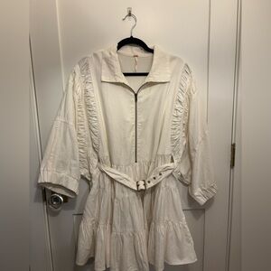Free People Hampton Ruffle Belted Cotton Mini Dress
